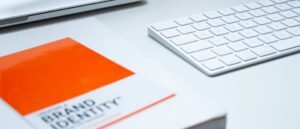 Brand identity book with keyboard