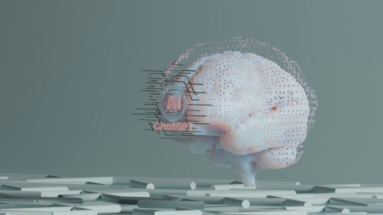 An illustration of a brain. ChatGPT and AI written on it. It illustrates AI in Talent Acquisition